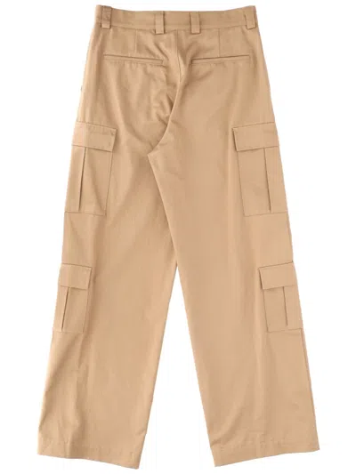 Msgm Oversized Cargo Trousers Featuring Pockets In Neutral