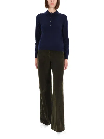 Aspesi Cashmere Polo Shirt In Blue