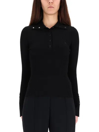 Courrèges Courreges Black Viscose Blend Polo Shirt In Black