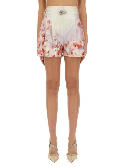 Zimmermann Crystal-embellished Floral-print Silk And Cotton-blend Twill Shorts In Multi