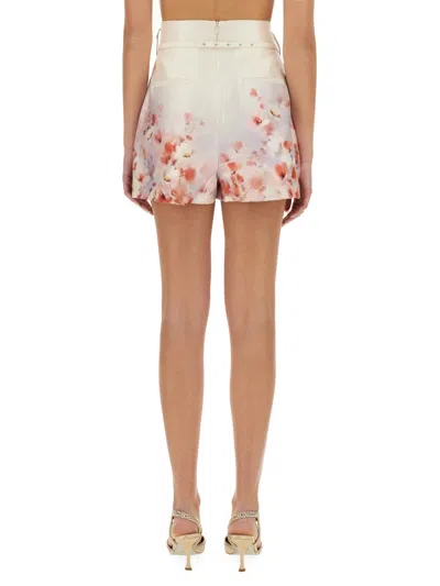 Zimmermann Crystal-embellished Floral-print Silk And Cotton-blend Twill Shorts In Multi