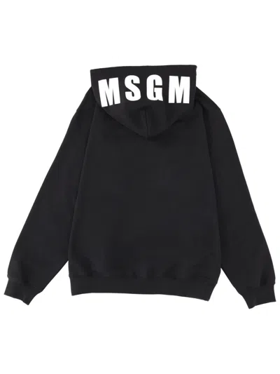 Msgm Hooded Knitwear Kangaroo Pocket In Black