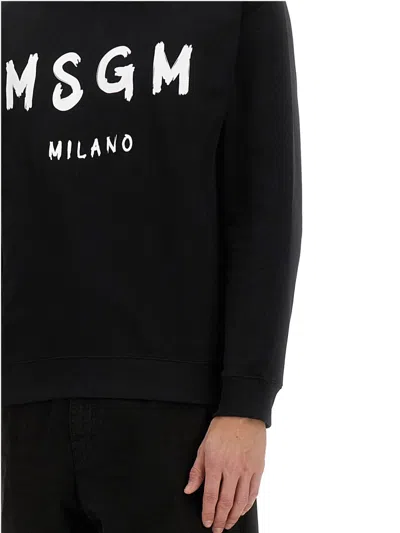 Msgm Cotton Sweatshirt In Black