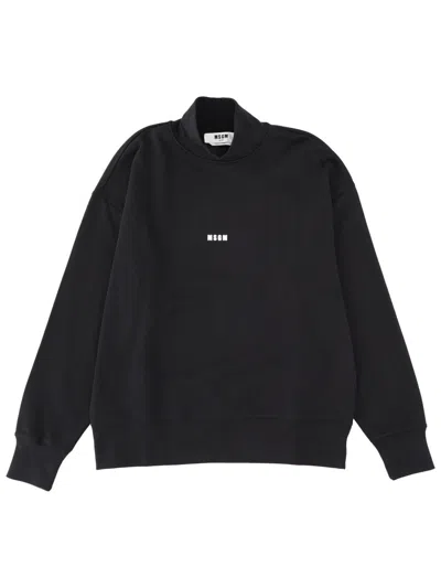 Msgm Sweatshirt With Micro Logo In Black