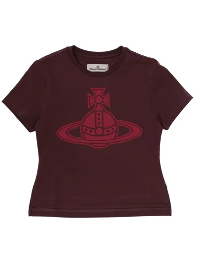 Vivienne Westwood Burgundy Paris Orb Mini Peru T-shirt In Burgundy