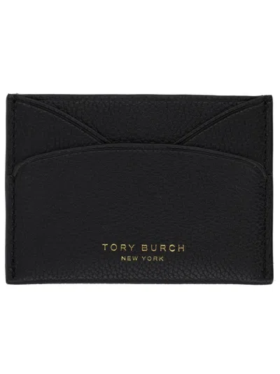 Tory Burch Womens Black Romy Flat Foil-print Leather Card Holder In Black