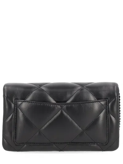 Tory Burch Kira Diamond Quilt Powder Coated Chain Wallet In Black
