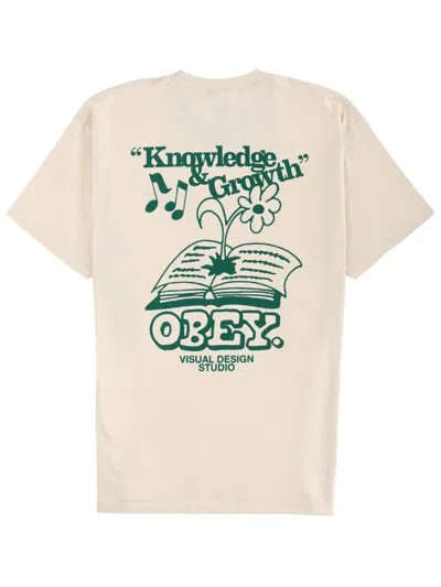 Obey "knowledge & Growth" T-shirt In Neutral