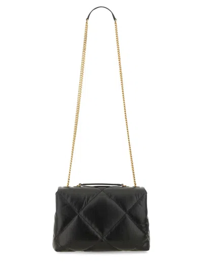 Tory Burch Small Kira Diamond Quilted Convertible Leather Shoulder Bag In Black
