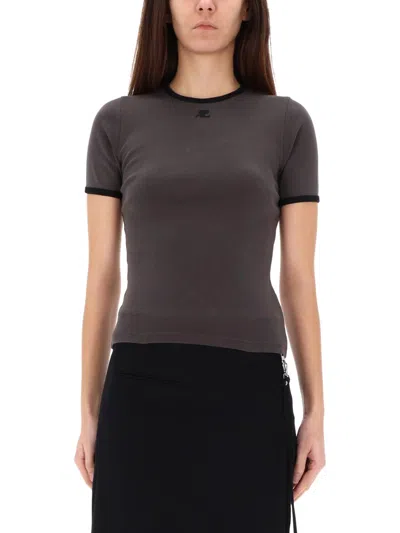 Courrèges Courreges Women T-shirt With Contrasting Cotton Profiles In Multi