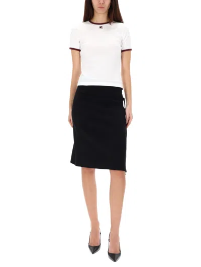 Courrèges Courreges Women Cotton T-shirt With Contrasting Profiles In White