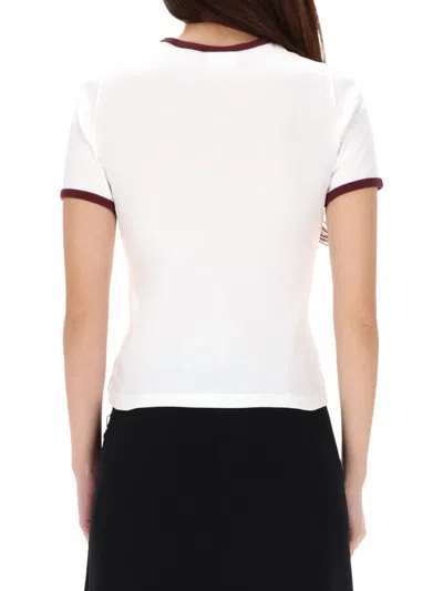 Courrèges Courreges Women Cotton T-shirt With Contrasting Profiles In White