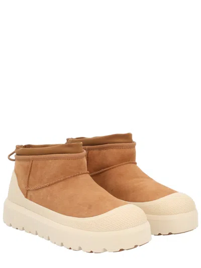 Ugg Cl Ultra Mini Weathe Ankle Boots In Leather Color Suede In Brown