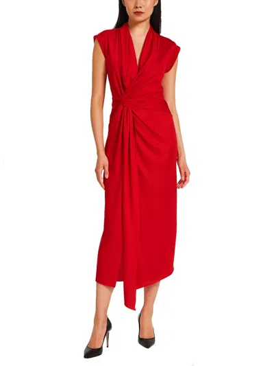 Victoria Beckham Womens Cardinal Red Asymmetric Plunge Stretch-woven Maxi Dress