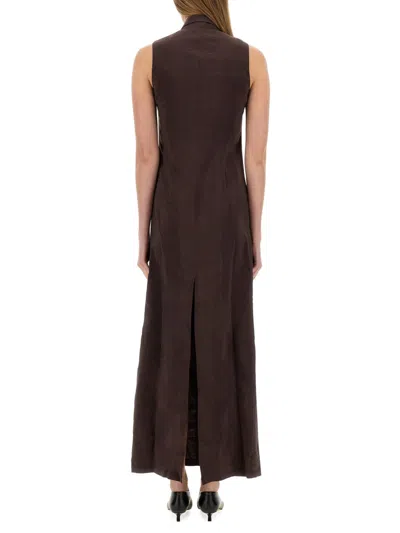 Alysi Silk Canvas Chemisier Dress In Brown