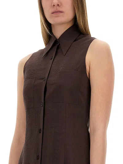 Alysi Silk Canvas Chemisier Dress In Brown