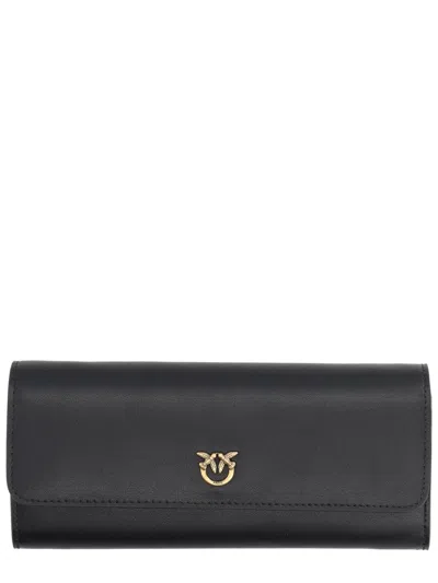 Pinko Love Tiny Birds Leather Wallet In Black