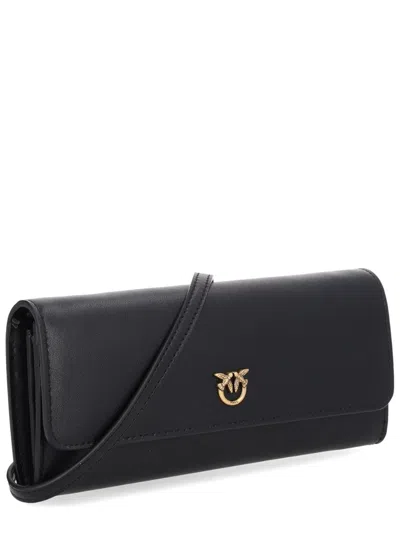 Pinko Love Tiny Birds Leather Wallet In Black