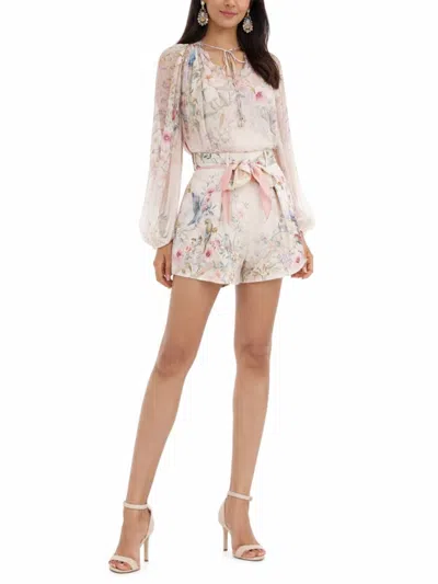 Zimmermann 'rebellion' Multicolor Blouse With Bow Detail On The Front And All-over Floral Motif In Viscose Woma