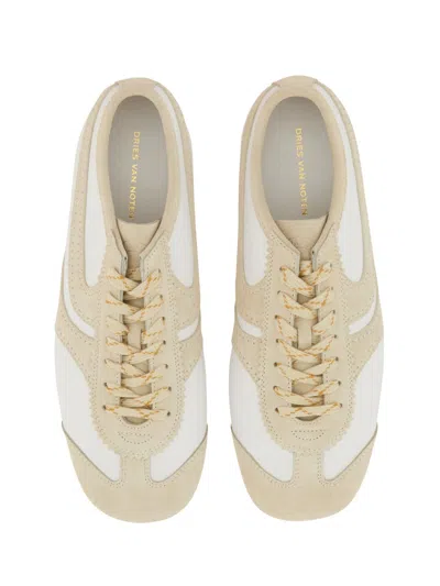 Dries Van Noten Leather Sneakers Low Profile Suede Panels Rubber Sole In Multi