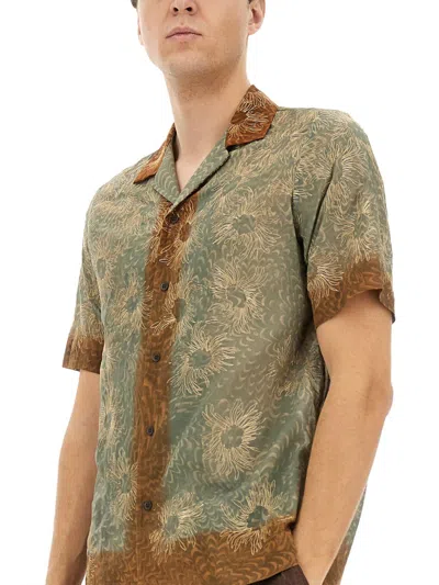 Dries Van Noten Cotton Boxy Fit Shirt With Print And Embroidery In Green