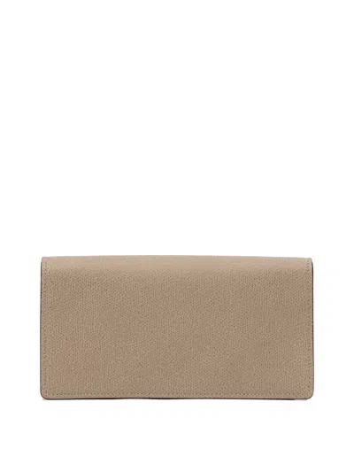 Valextra Chain Strap Rectangular Clutch With Textured Finish In Brown