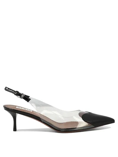 Alaïa Le Coeur Black Patent Leather High Slingback In Animal Print