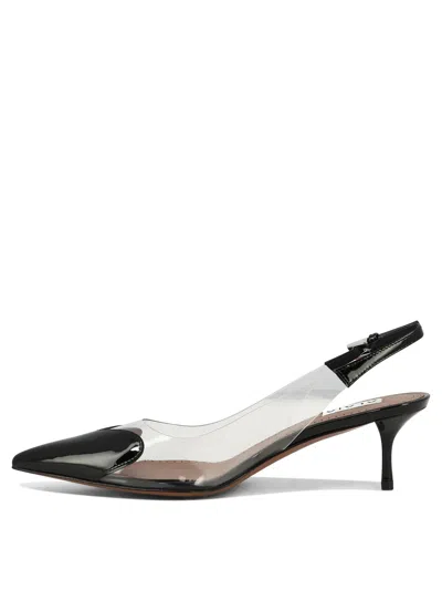 Alaïa Le Coeur Black Patent Leather High Slingback In Animal Print