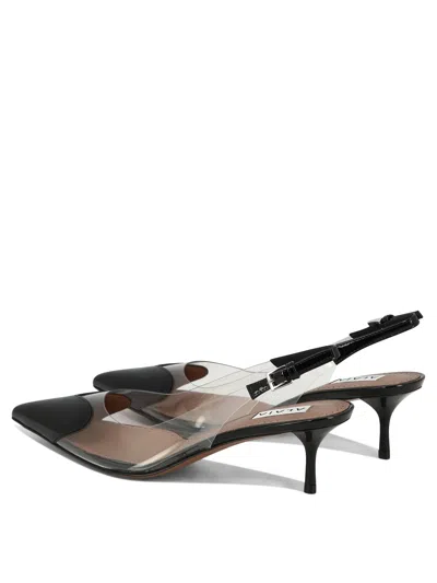 Alaïa Le Coeur Black Patent Leather High Slingback In Animal Print