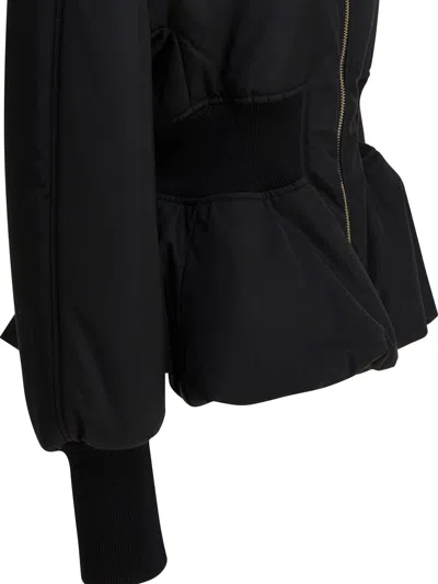 Alaïa Alaia Black Peplum Bomber Jacket In Wool Blend Women In Blue