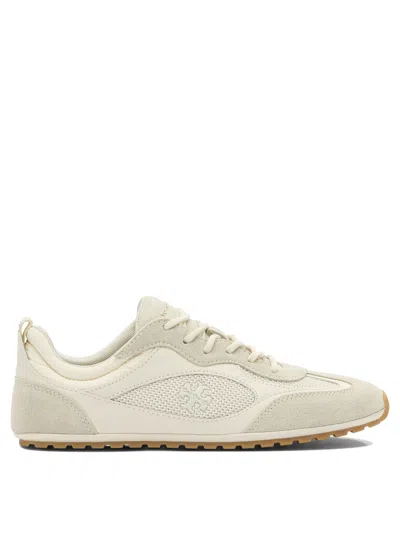 Tory Burch Cream Calf Leather Bos Taurus Low Top Sneakers In White