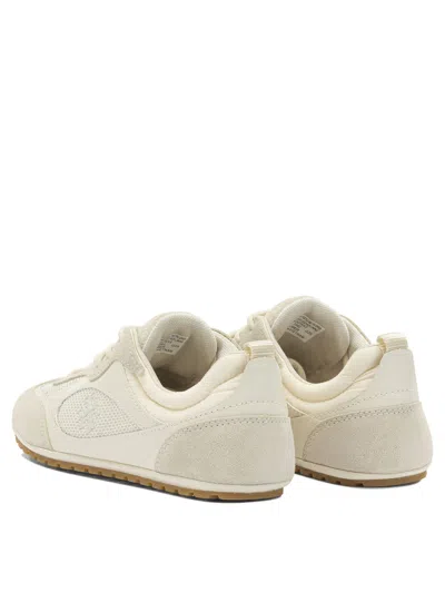Tory Burch Cream Calf Leather Bos Taurus Low Top Sneakers In White