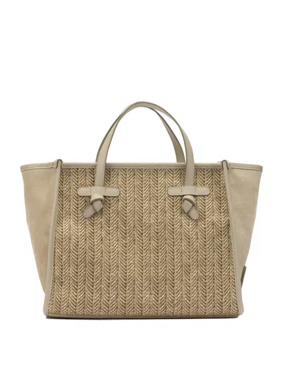 Gianni Chiarini Marcella Herringbone-straw Tote Bag In Neutral