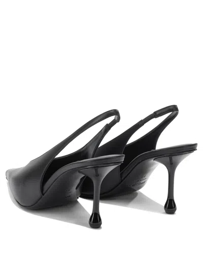 Jimmy Choo High Heel Slingback Pumps Pointed Toe Leather In Black
