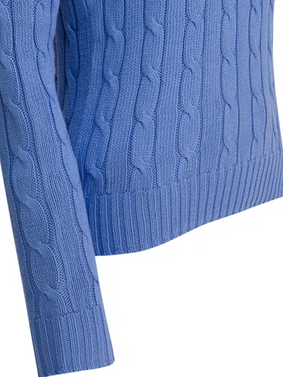 Polo Ralph Lauren Crew-neck Cable-knit Sweater With Logo In Blue
