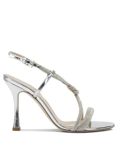 Ninalilou Silver Leather Sandals With Delicate Embellishments In Silver