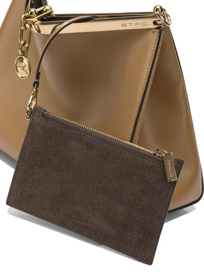 Etro Vela Small Leather Shoulder Bag In Brown