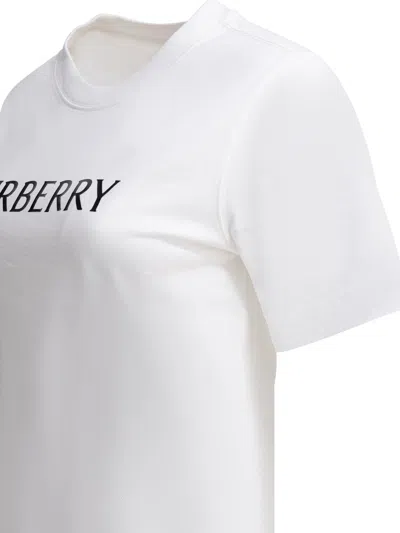 Burberry Ribbed Cotton Jersey T-shirt With Logo Print In Neutral