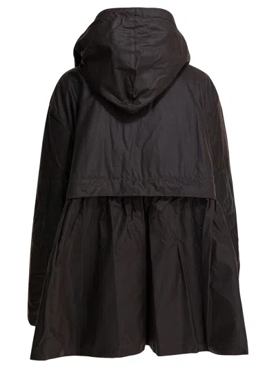 Barbour Dark Brown Jacket With All-over Stripe Motif And Logo Patch On The Front In Waxed Cotton Woman