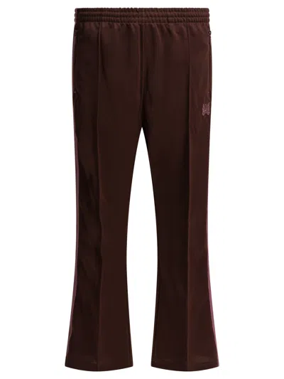 Needles Poly Smooth Logo Boot-cut Pants In Burgundy