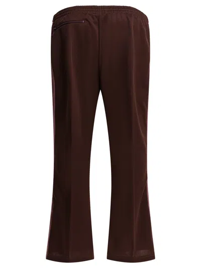 Needles Poly Smooth Logo Boot-cut Pants In Burgundy