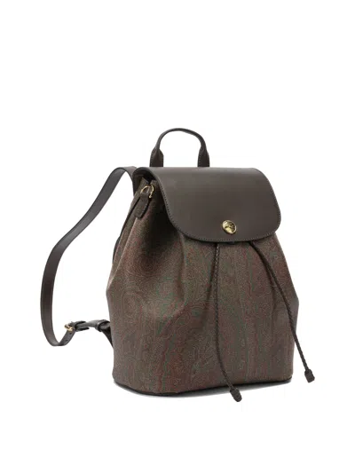 Etro Backpack With Adjustable Straps And Top Handle In Brown