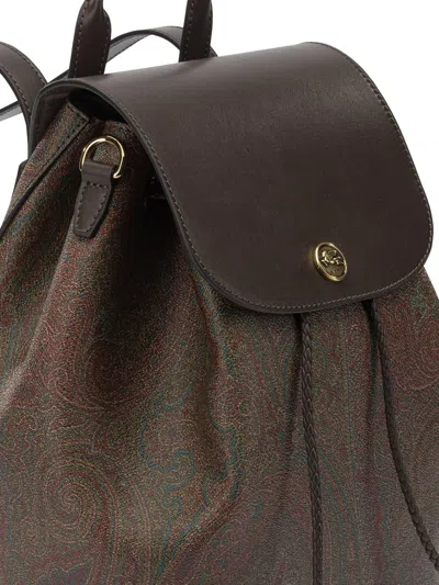 Etro Backpack With Adjustable Straps And Top Handle In Brown