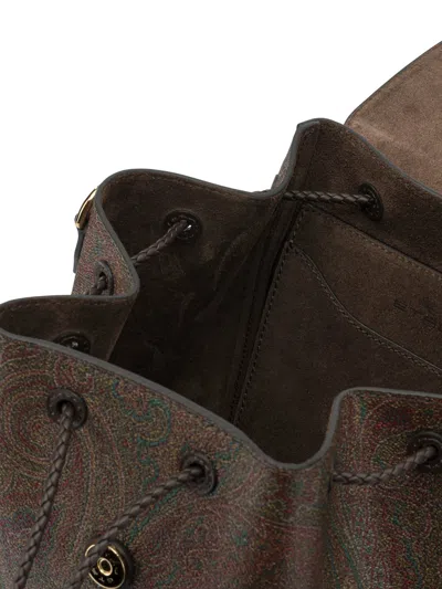 Etro Backpack With Adjustable Straps And Top Handle In Brown
