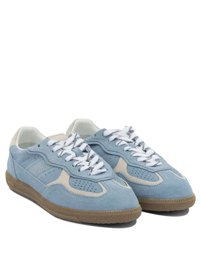 Alohas Light Blue Suede Sneakers With Cream Accents And Contrast Details