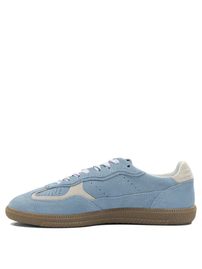 Alohas Light Blue Suede Sneakers With Cream Accents And Contrast Details