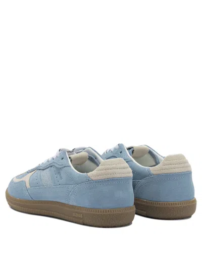 Alohas Light Blue Suede Sneakers With Cream Accents And Contrast Details
