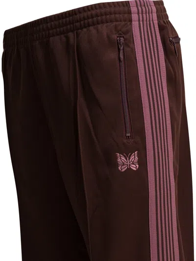 Needles Poly Smooth Logo Boot-cut Pants In Burgundy