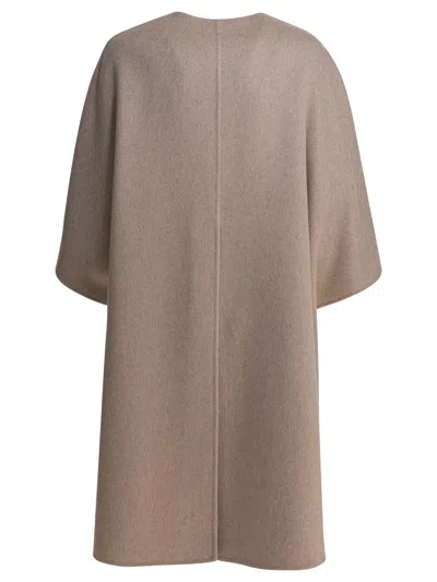 Max Mara Cashmere Midi Length Cape Featuring Pockets In Brown