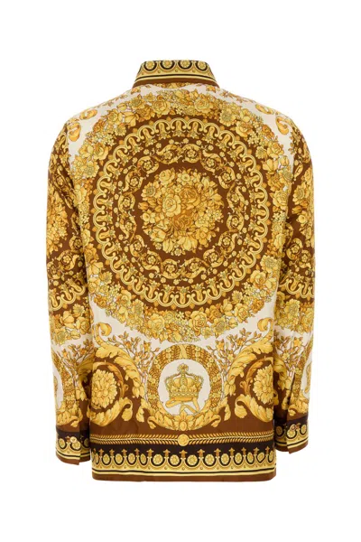Versace Heritage Baroque Print Silk Shirt In Multi